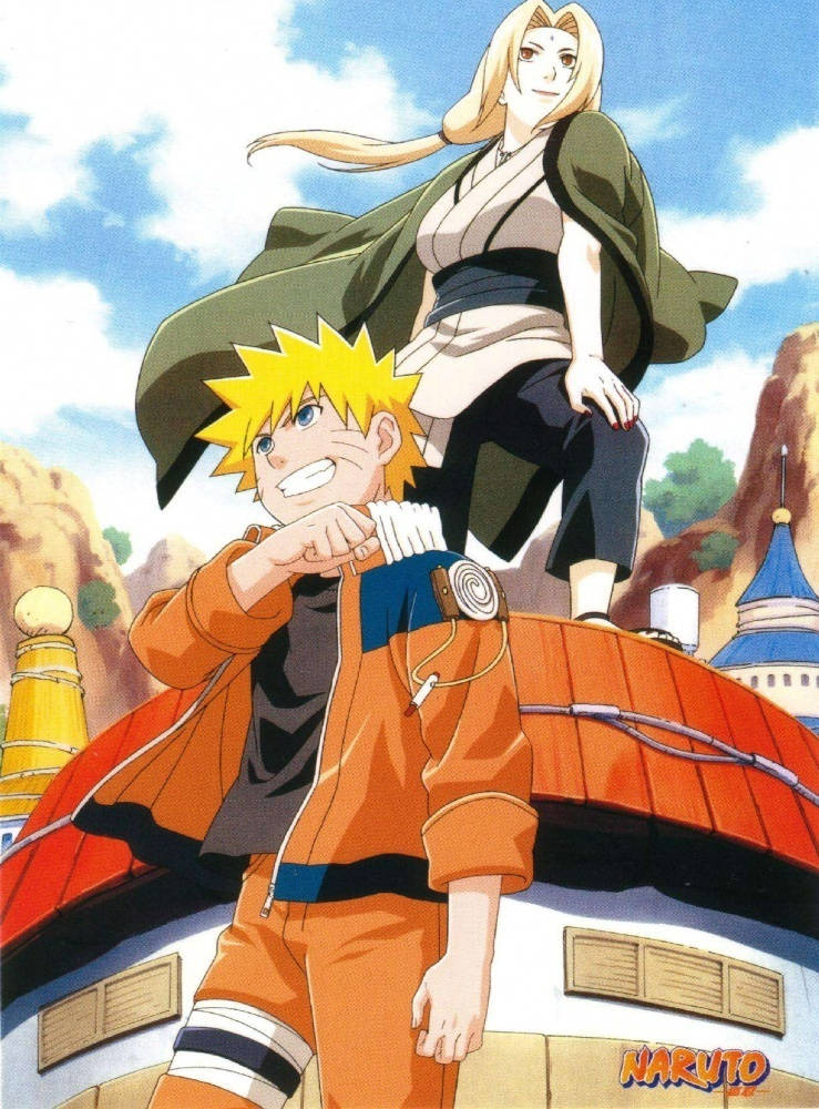 Tsunade ja Naruto hymyilemässä