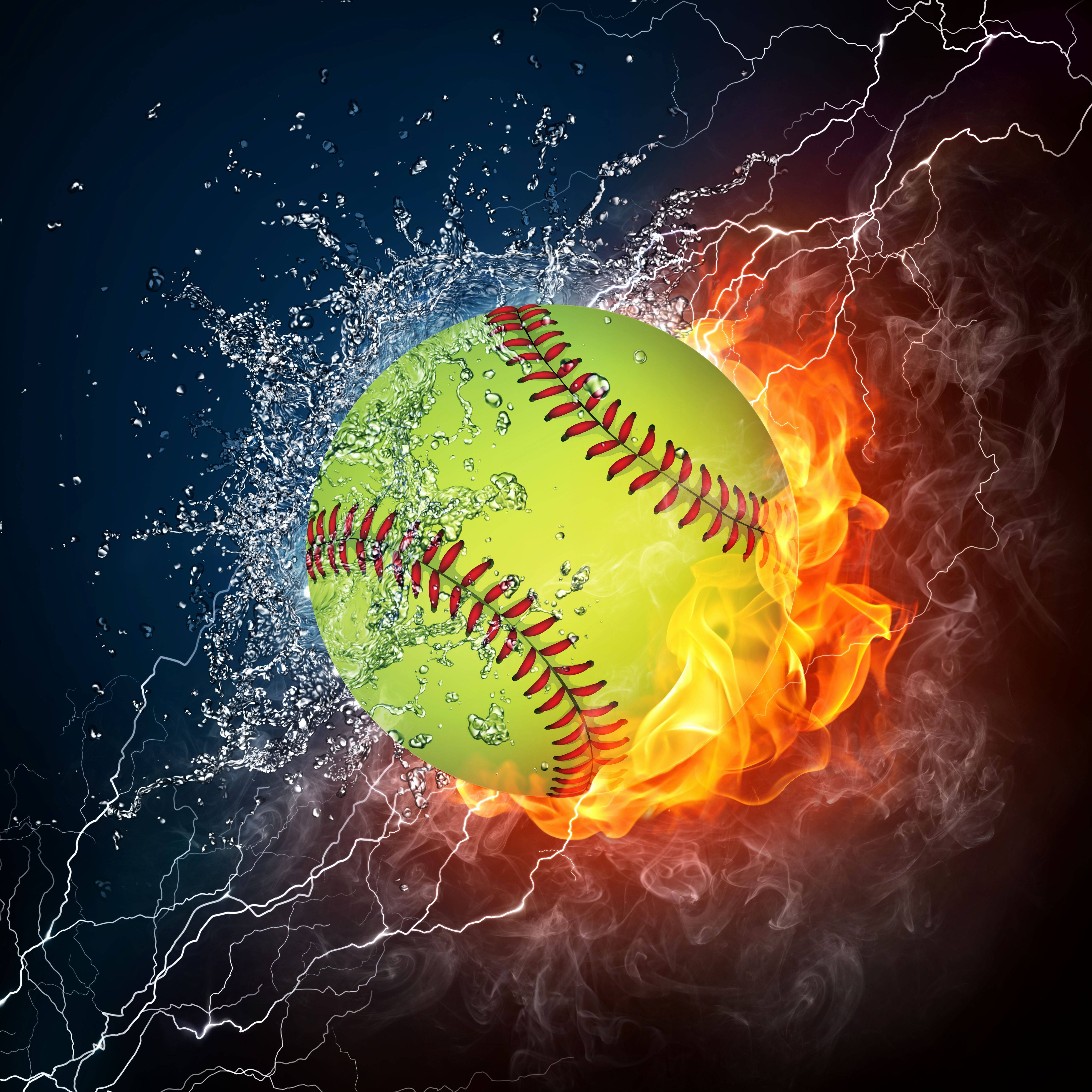 Tuli ja vesi mahtava softballs Taustakuvat