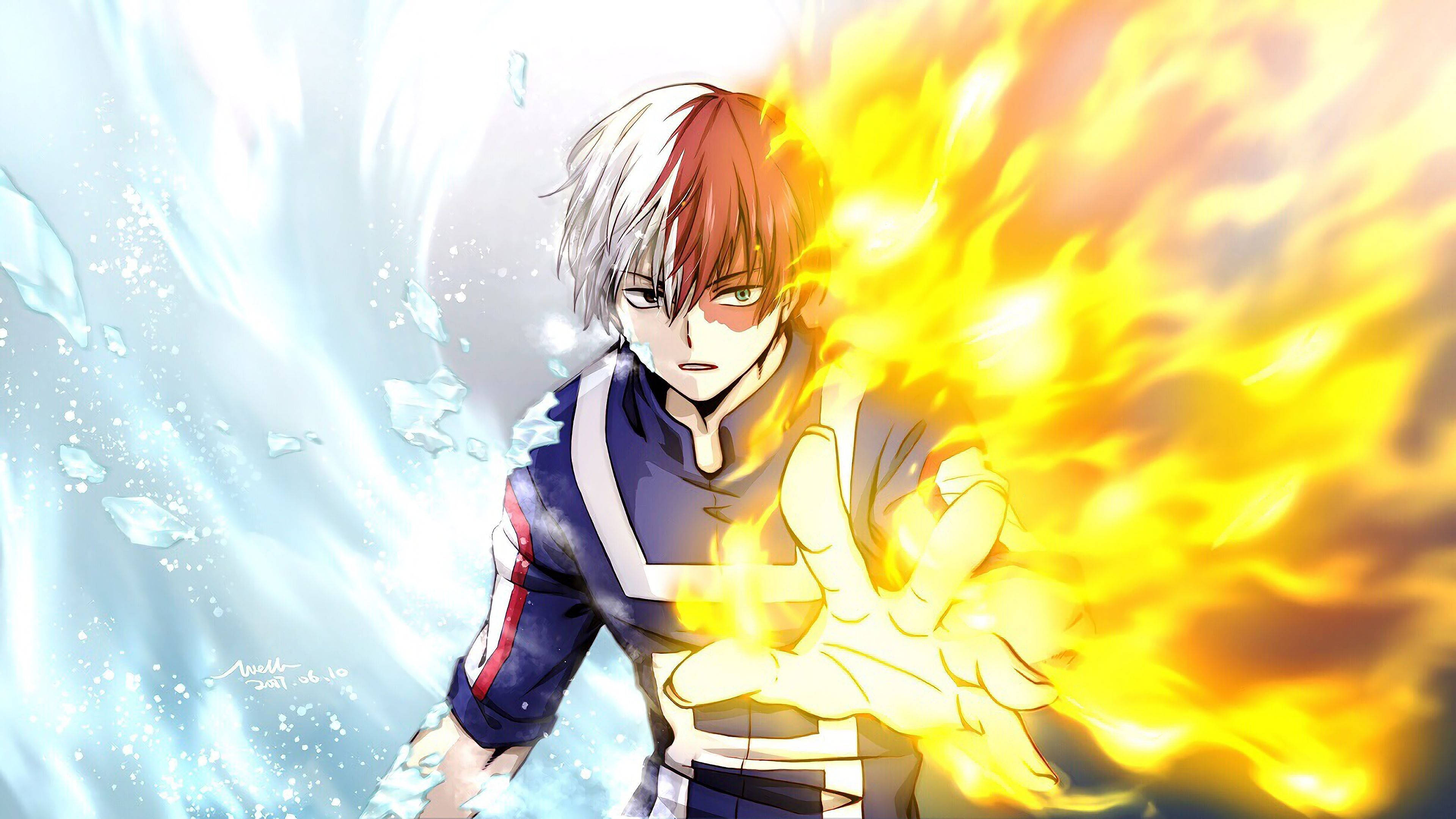 Tulinen nyrkki suloinen Todoroki Taustakuvat