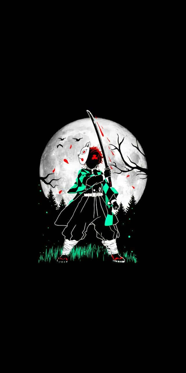 Tumma Demon Slayer iPhonen lukitusnäyttö Taustakuvat