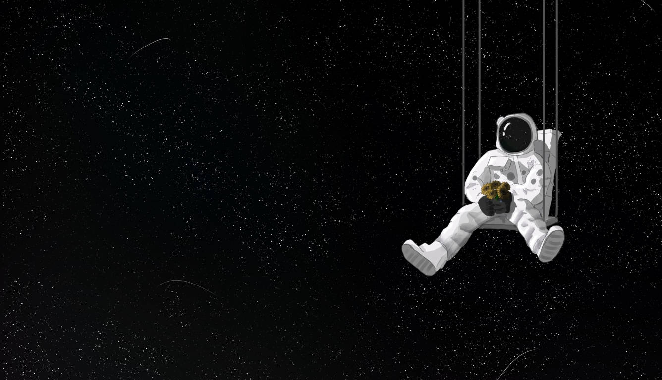 Tumma kannettava roikkuva astronautti Taustakuvat