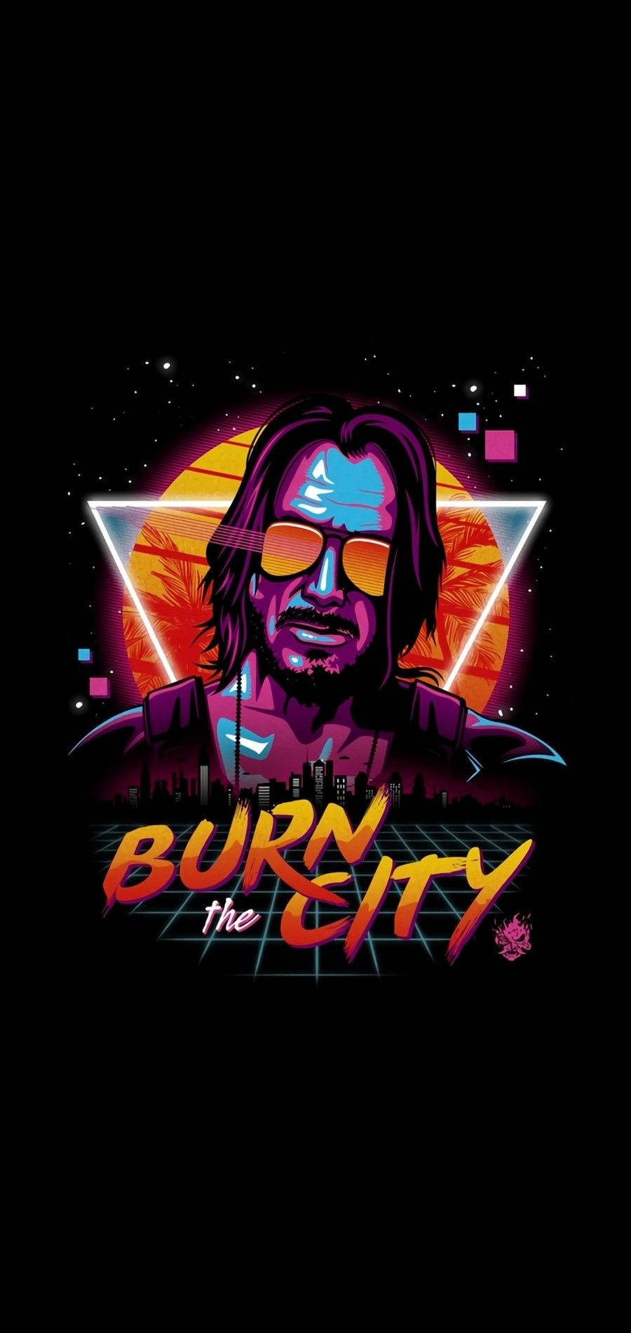 Tumma kyberneettinen tulevaisuus Keanu Reevesin kanssa Taustakuvat
