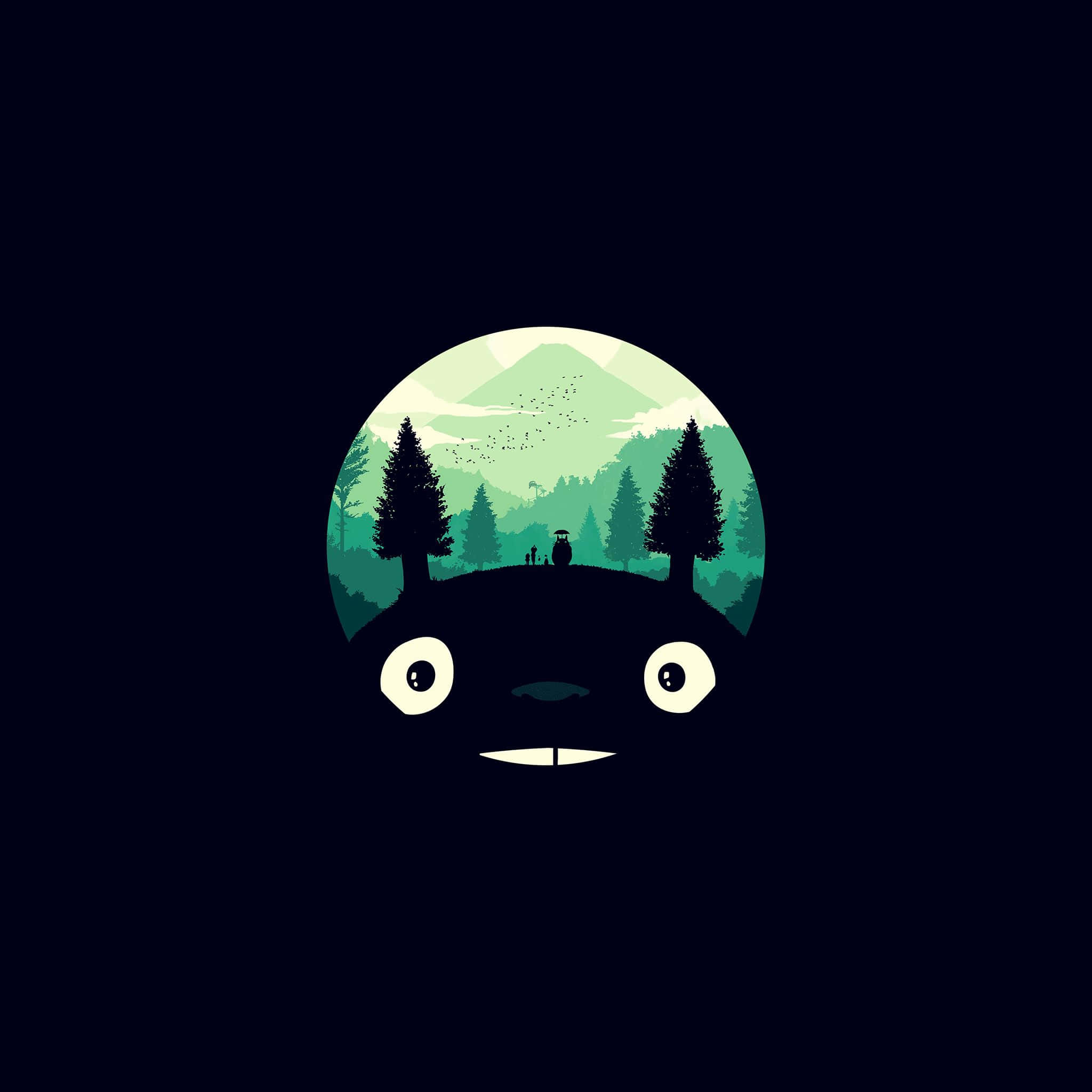 Tumma suloinen Totoro iPad Taustakuvat