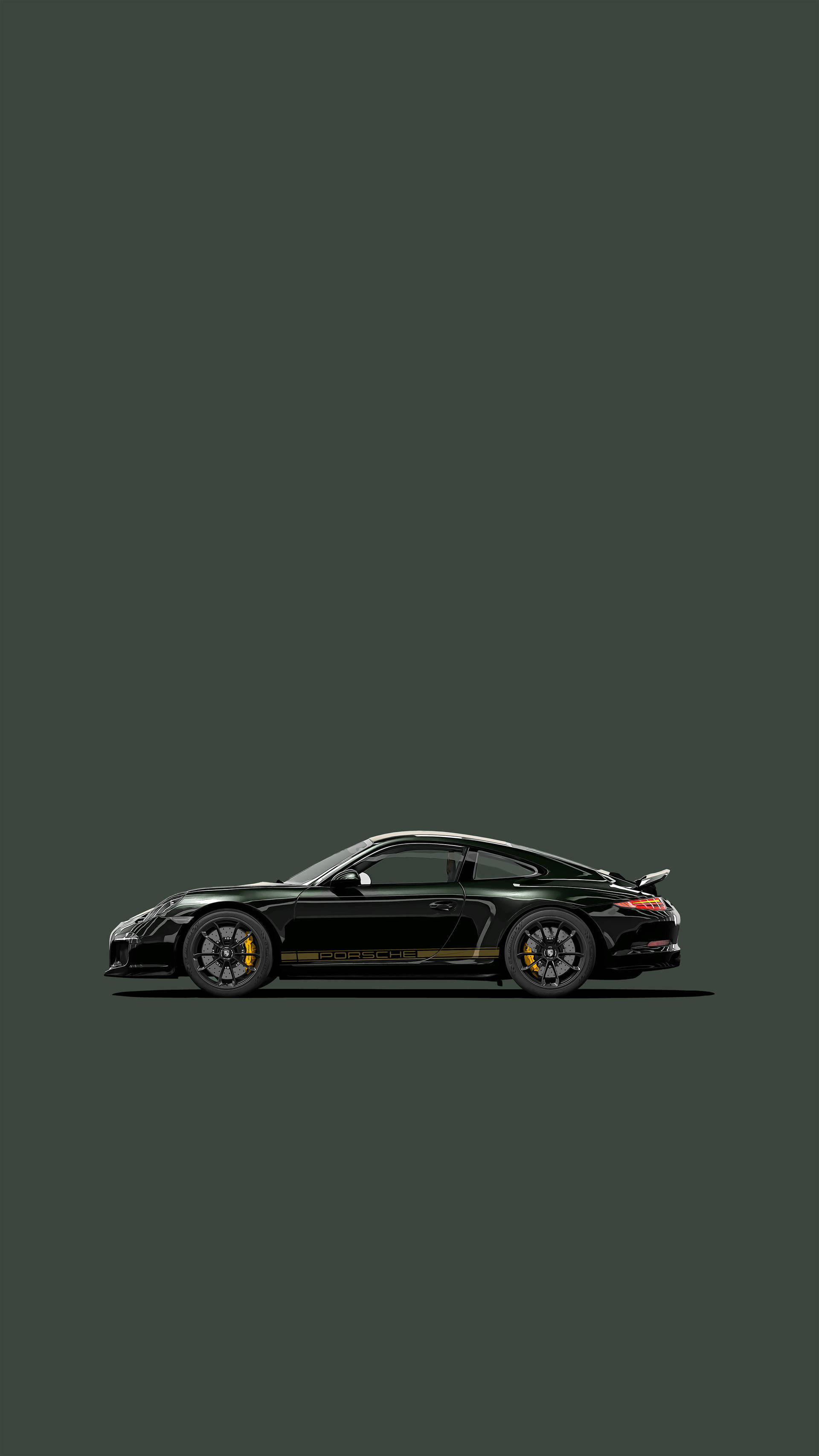 Tummanvihreä Porsche 911 -taideteos Taustakuvat