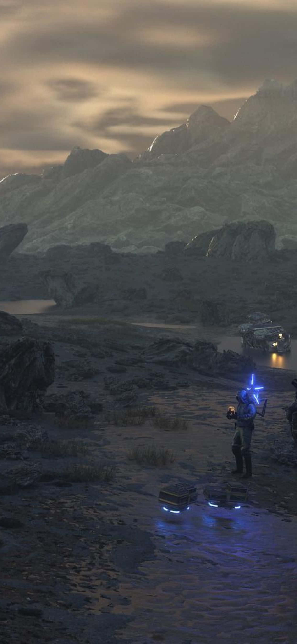 Tunnettu kohtaus erittäin arvostetusta videopelistä: Death Stranding iPhone XS Maxille Taustakuvat