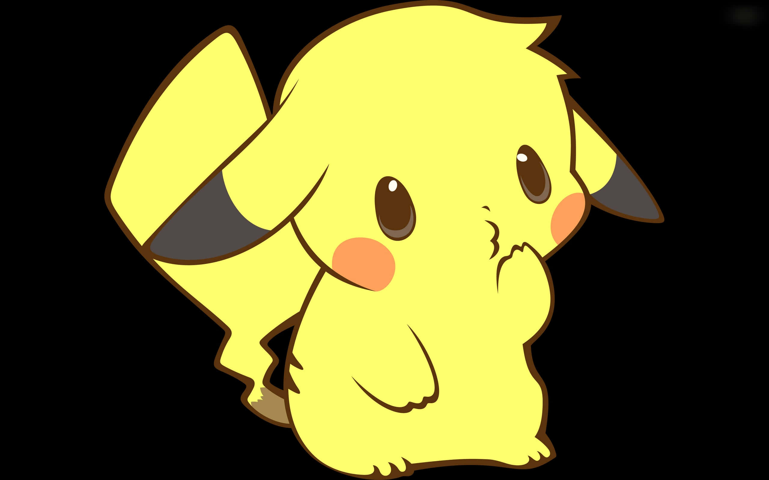 Tunnusomaisella raidallisella hännällään varustettu Pikachu näyttää olevan valmis seikkailuun! Taustakuvat