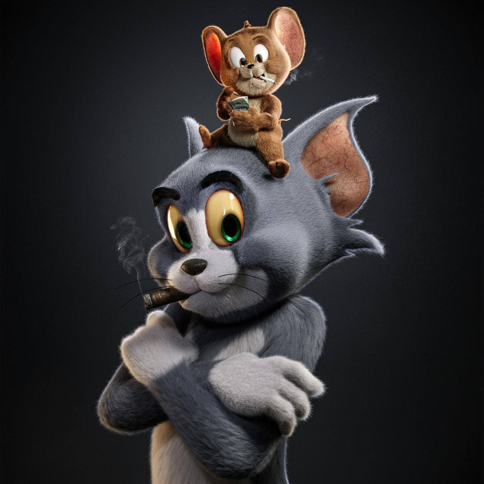 Tupakoiva Tom ja Jerry 3D 4K Taustakuvat