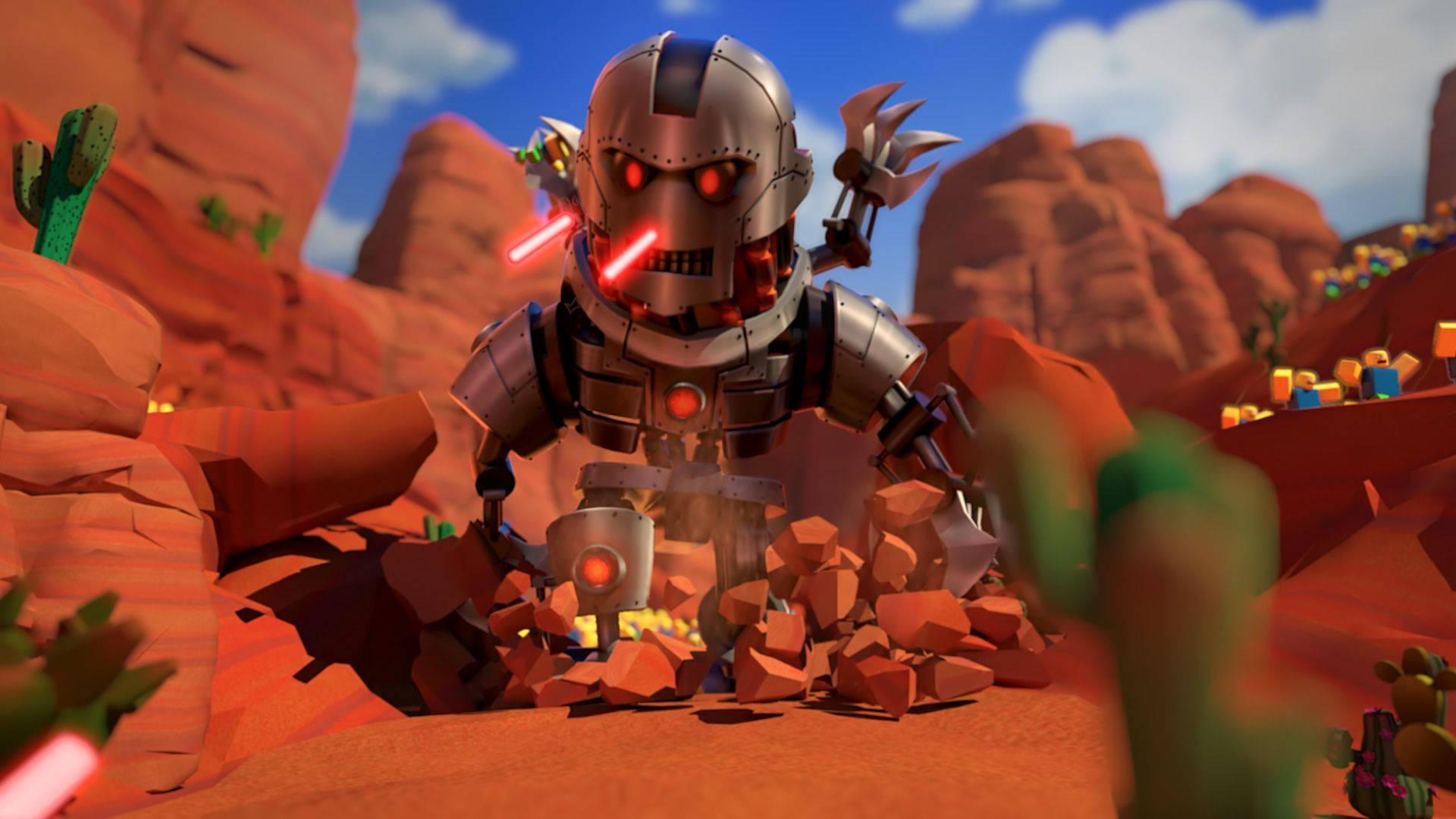 Tyylikäs taustakuva robottihahmosta Roblox-pelissä