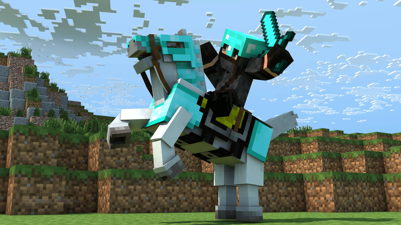 3D Minecraft haarniskoitu ritari ninja -taustakuva