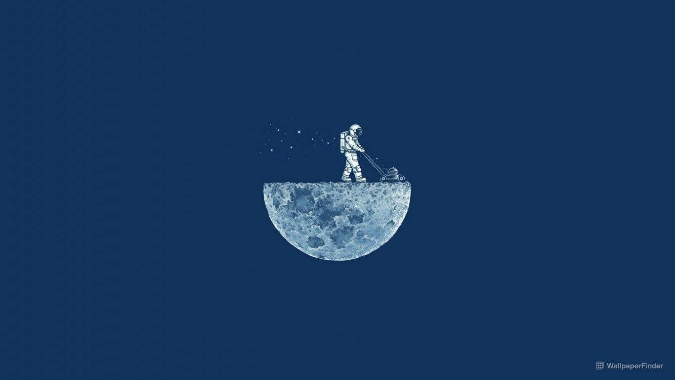 Minimalistinen Kuu ja Astronautti taustakuva