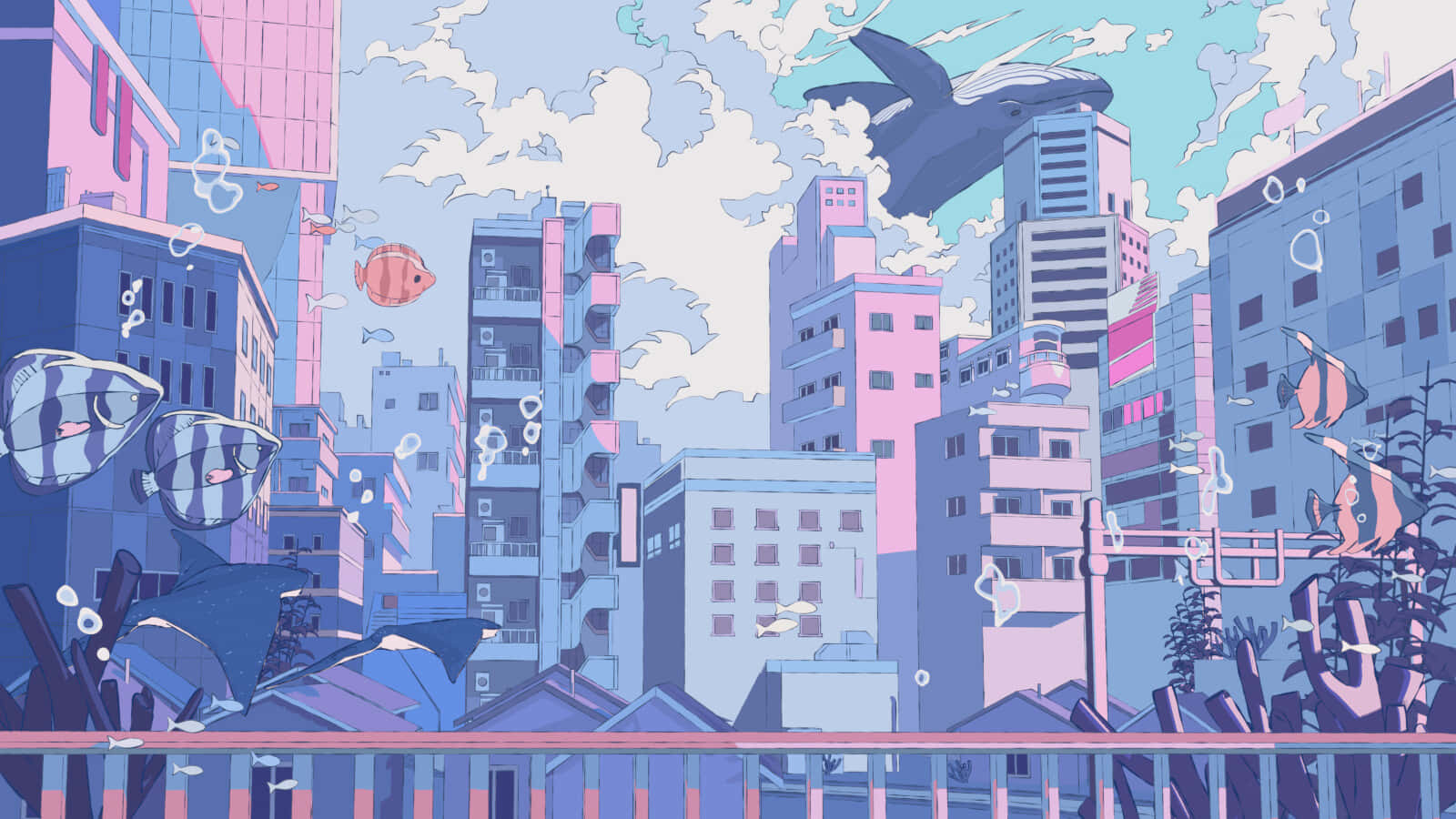 Tutustu elinvoimaiseen Anime Cityn kaupunkiin Taustakuvat