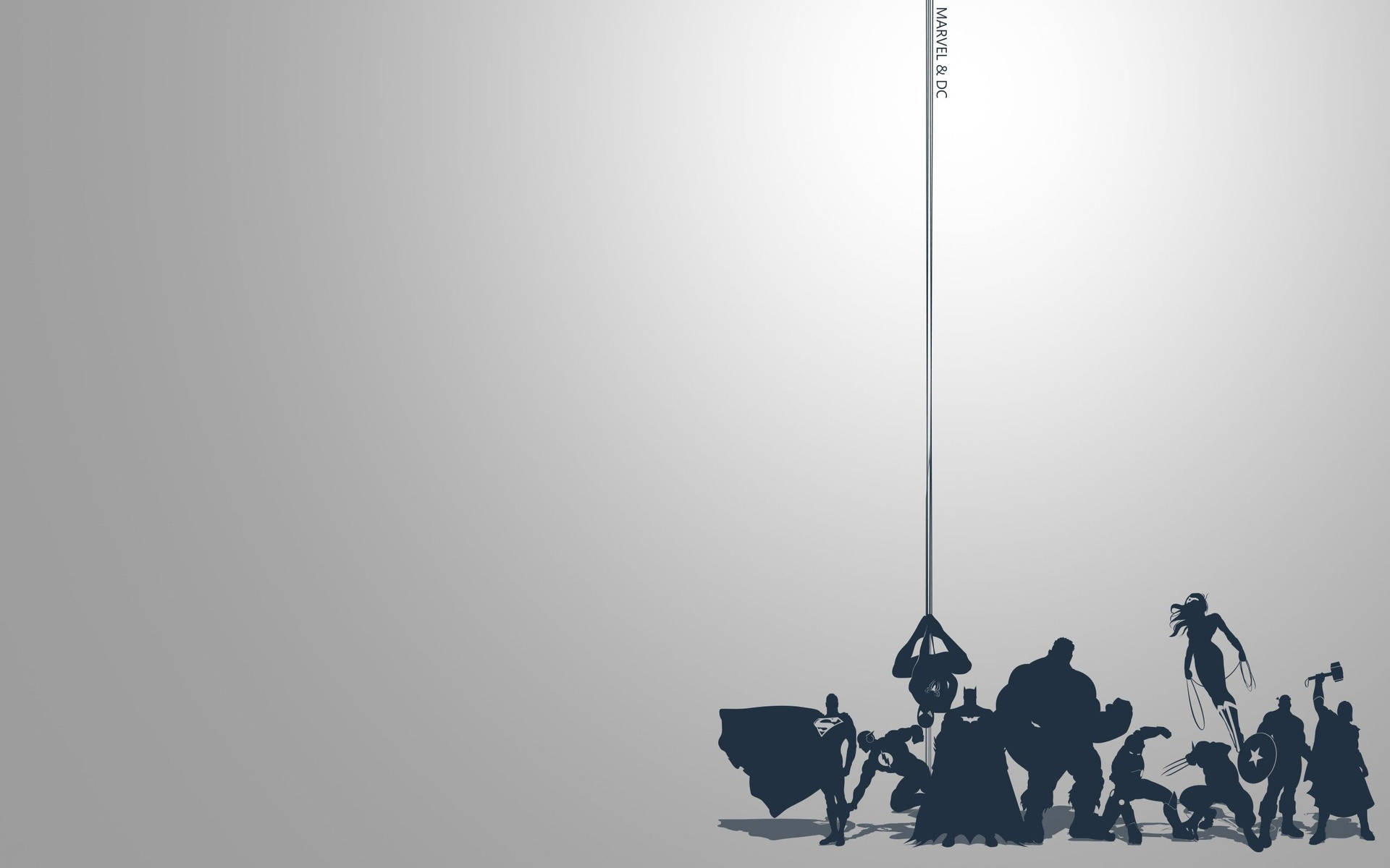 Marvel-supersankareiden varjo minimalistisella taustalla