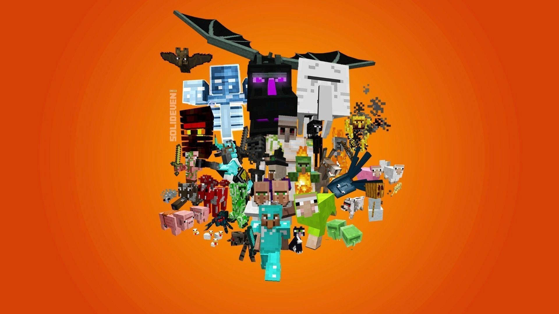 Minecraft Herobrine ja kumppanit taustakuva