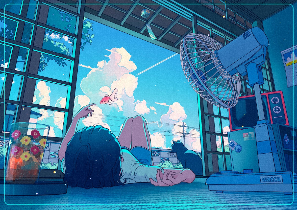 80-luvun anime-estetiikka — Anime maisema GIF Taustakuvat