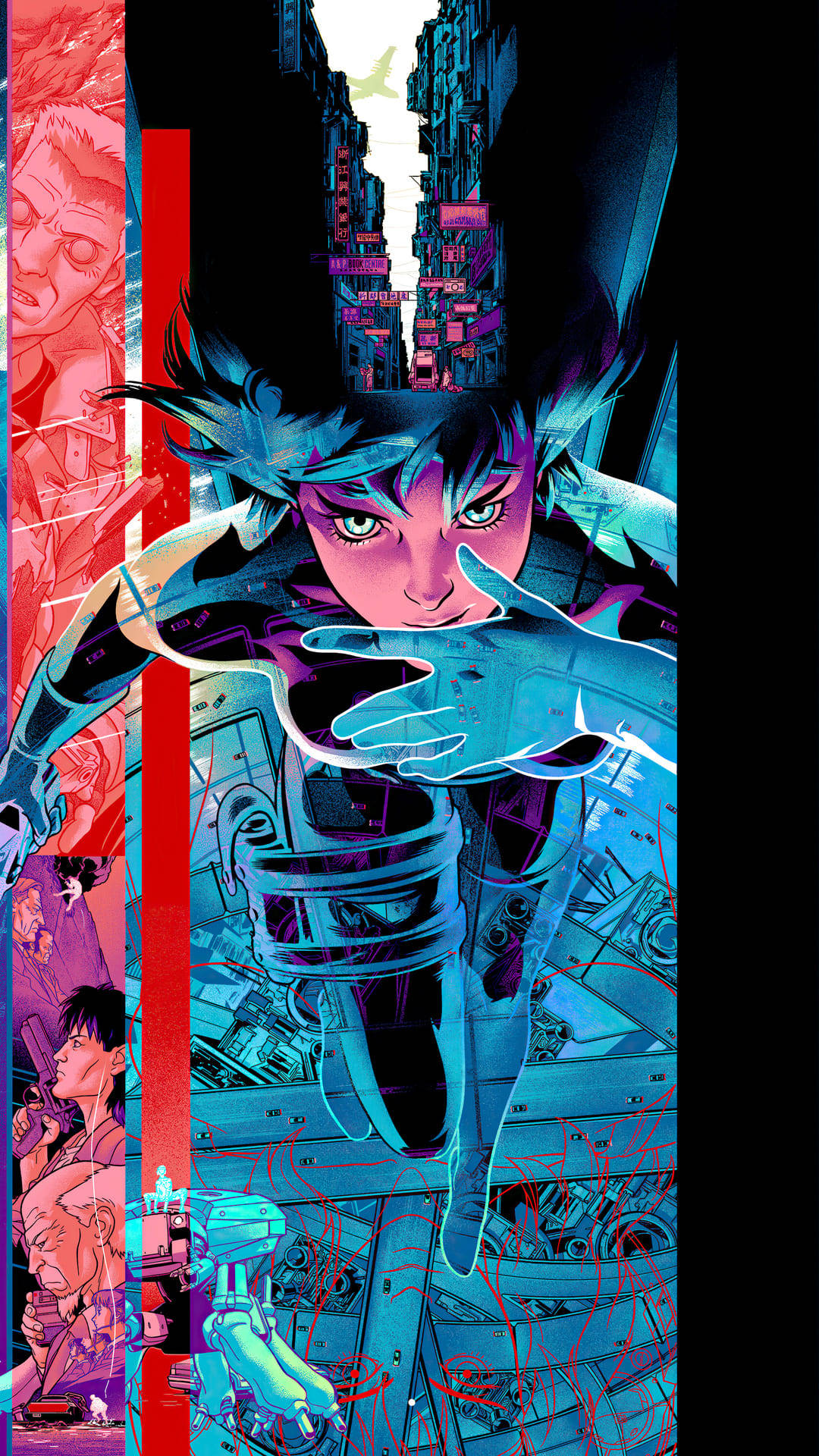 Tyylikäs anime-puhelintausta Ghost in the Shell -abstrakti Taustakuvat