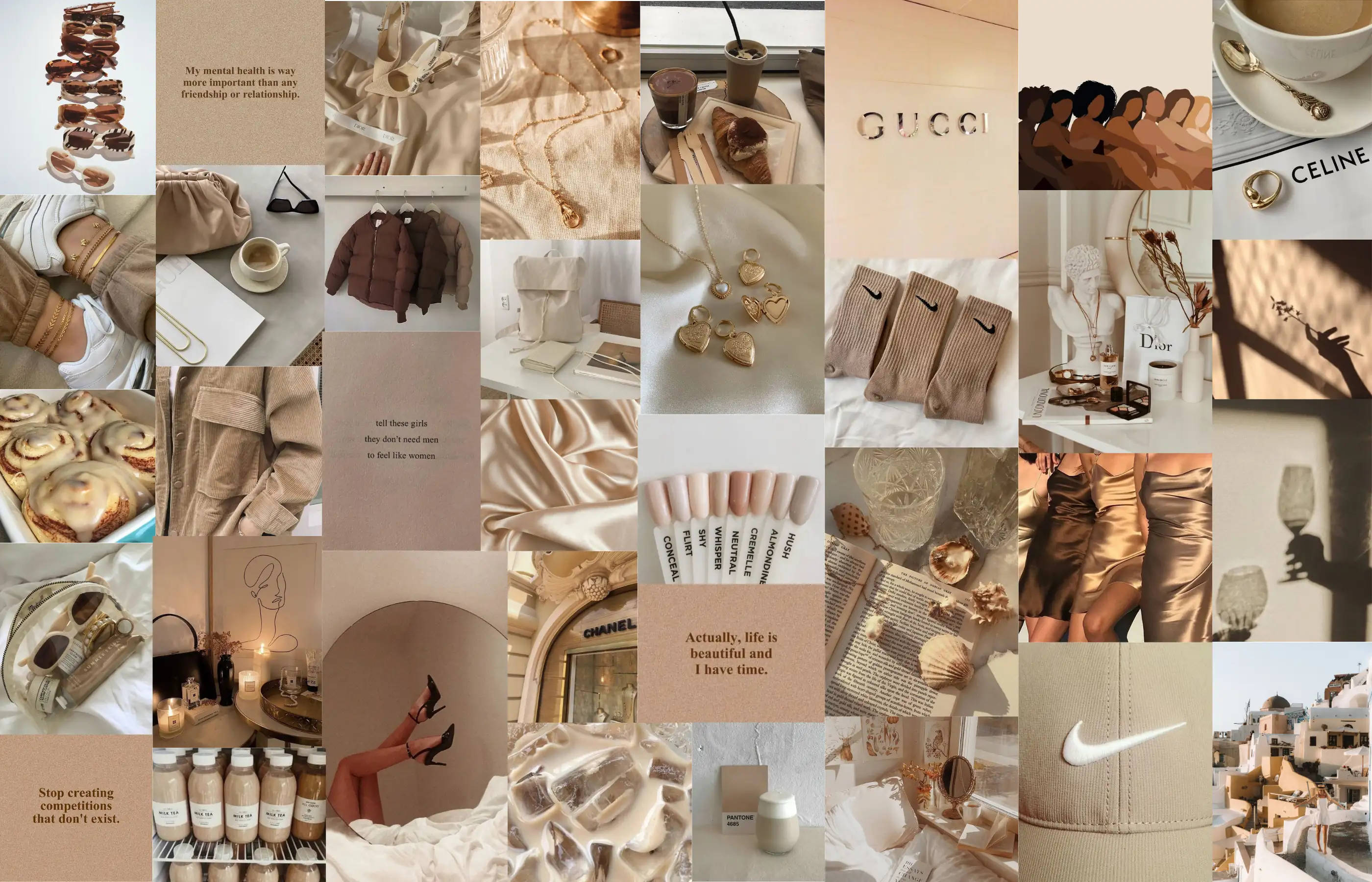 Tyylikäs beige esteettinen kannettava tietokone Taustakuvat