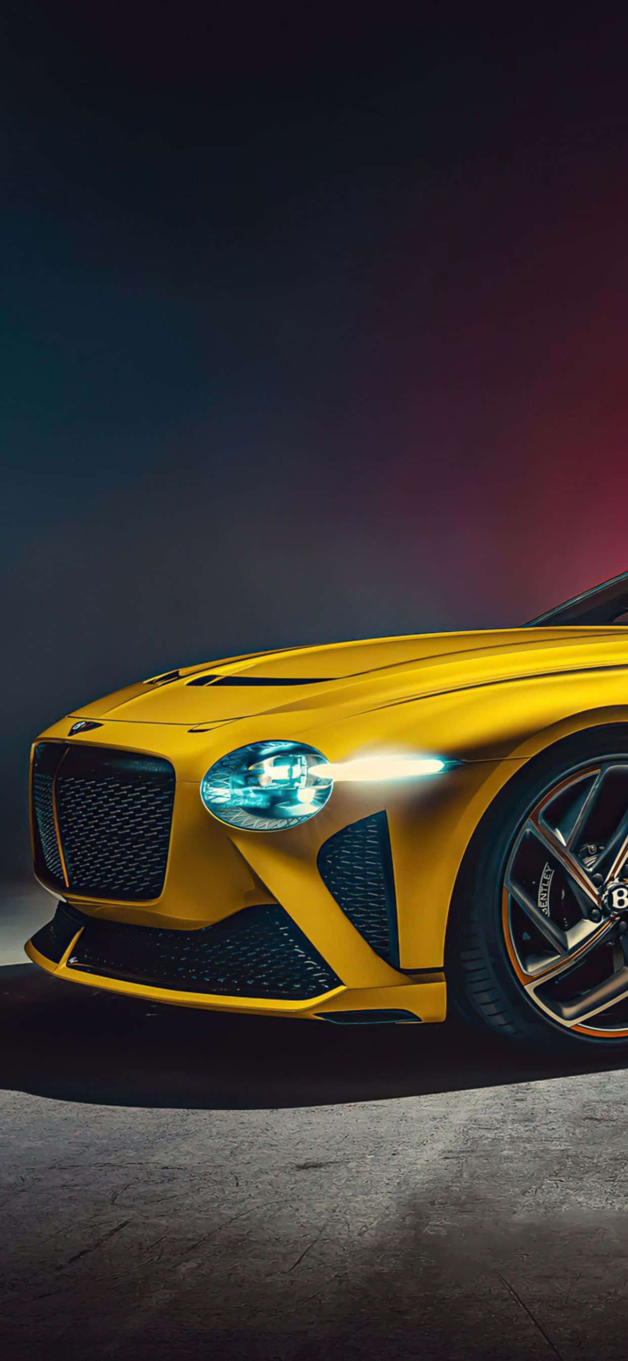 Tyylikäs ja muodikas iPhone Xs Max Bentley-racing-ajossa. Taustakuvat