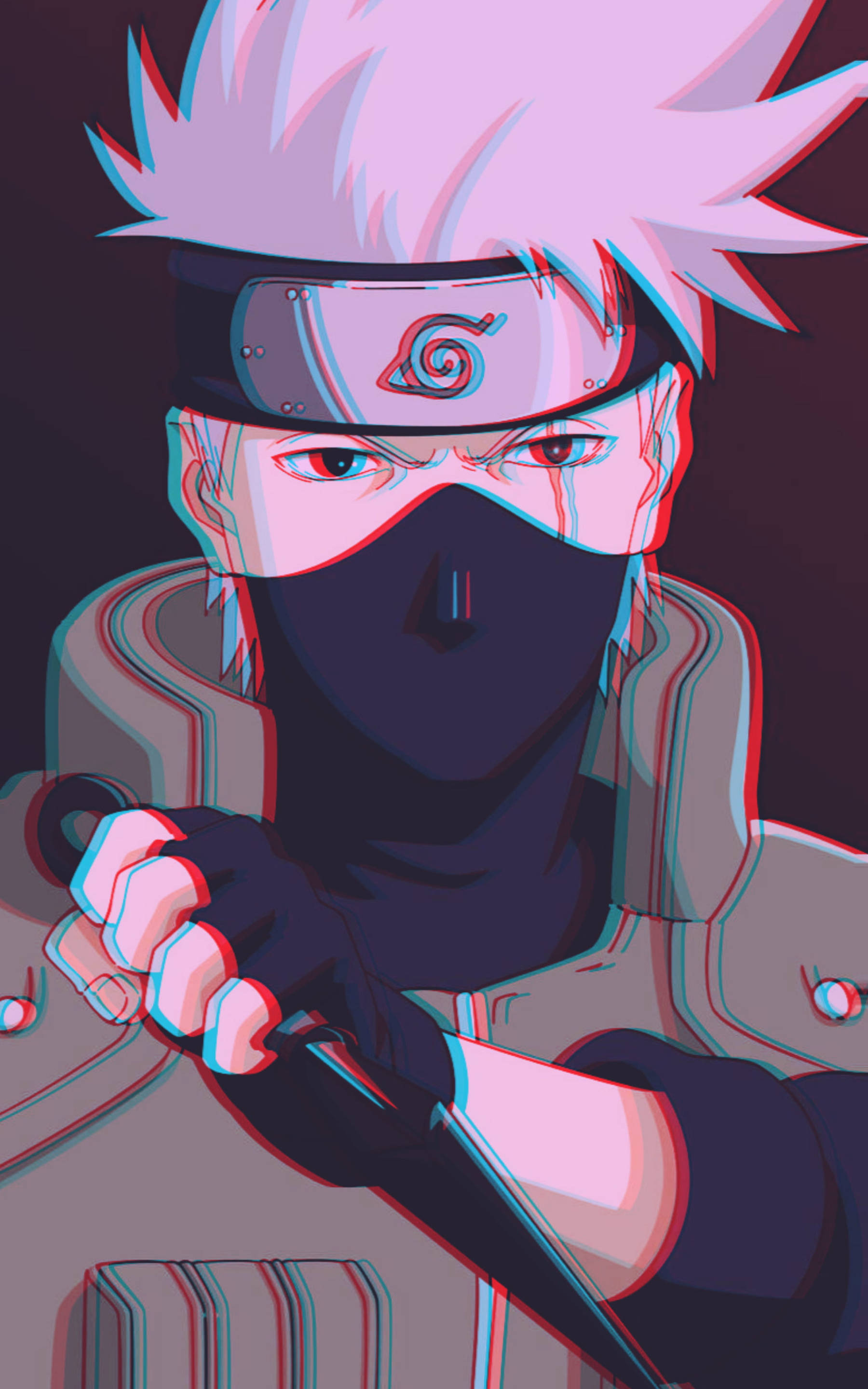 Tyylikäs Kakashi Glitch-taide Taustakuvat