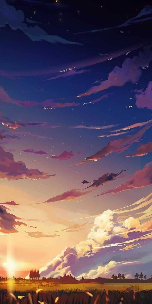 Tyyni esteettinen anime taivas Taustakuvat