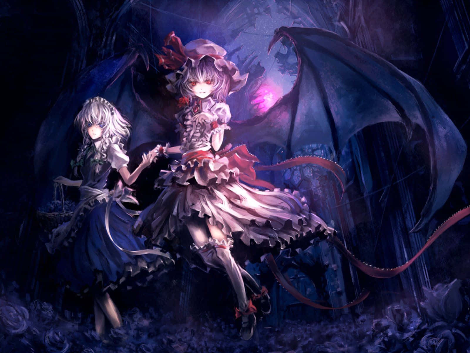 Unenomainen, violetti anime-taustakuva, jossa ripaus surrealismia Taustakuvat
