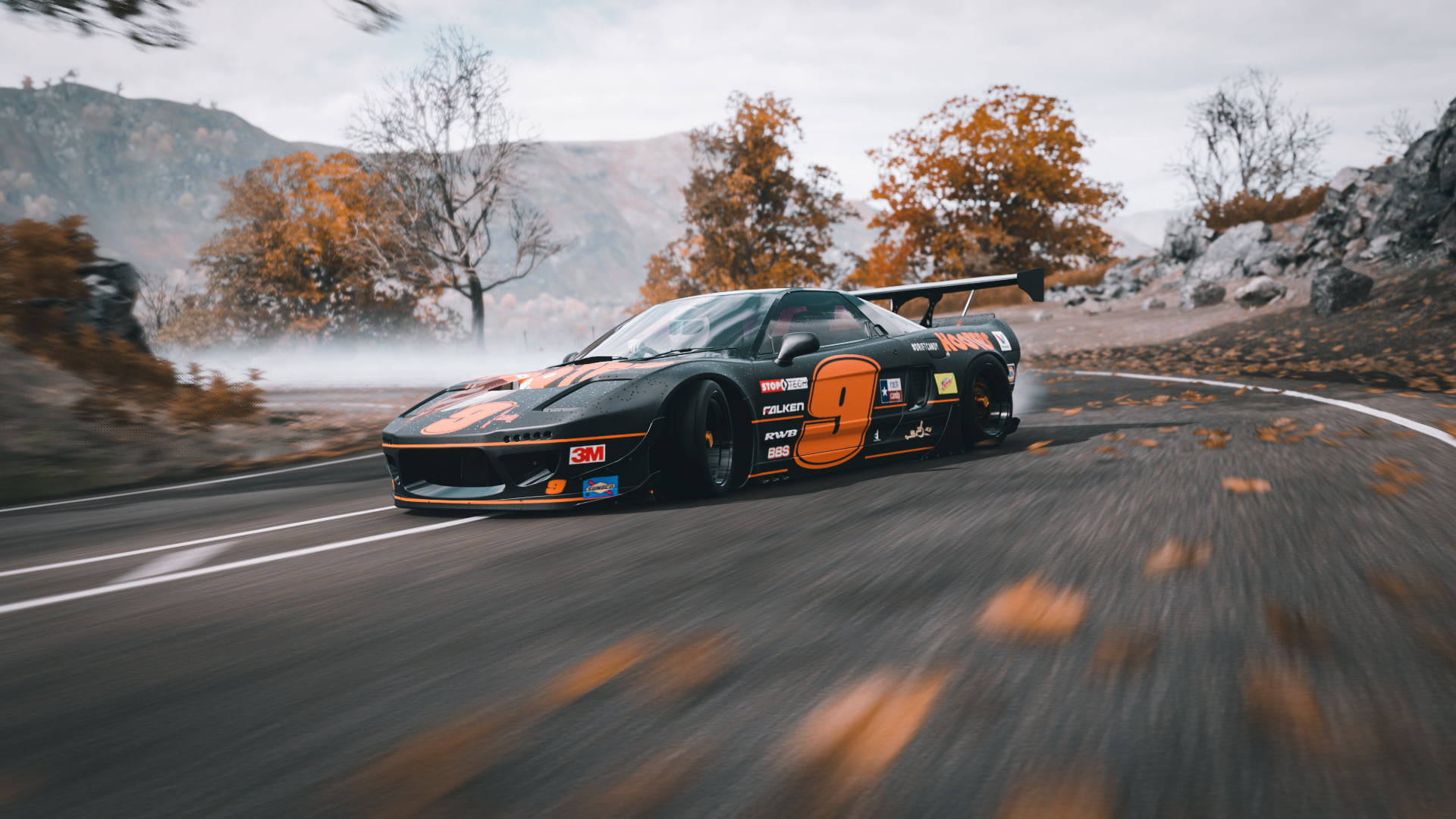 Upea oranssi ja musta Honda NSX loistaa driftauskilpailussa Taustakuvat