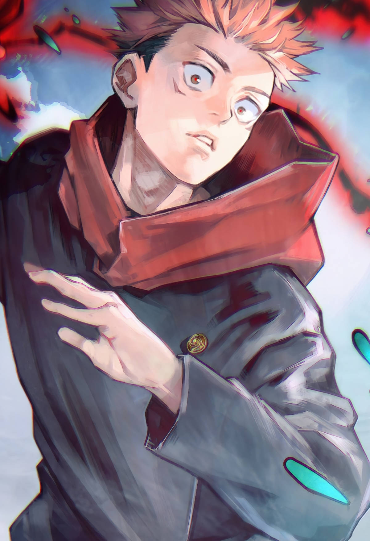 Uskomaton Yuji Itadori -maalaus Jujutsu Kaisen -puhelin Taustakuvat
