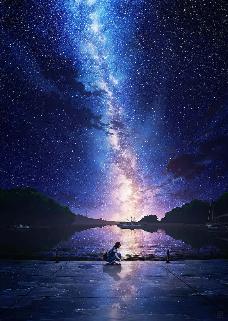 Vaakasuora yötaivas anime Taustakuvat