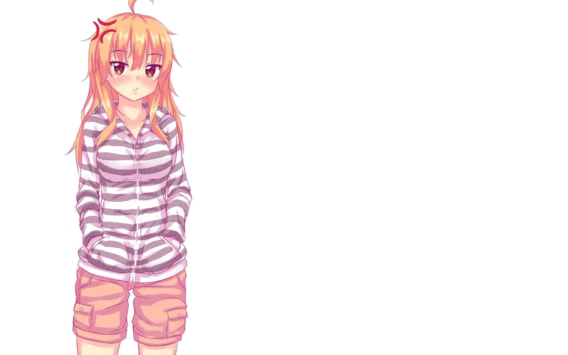 Vaalea anime-tyttö raidallisessa hupparissa Taustakuvat