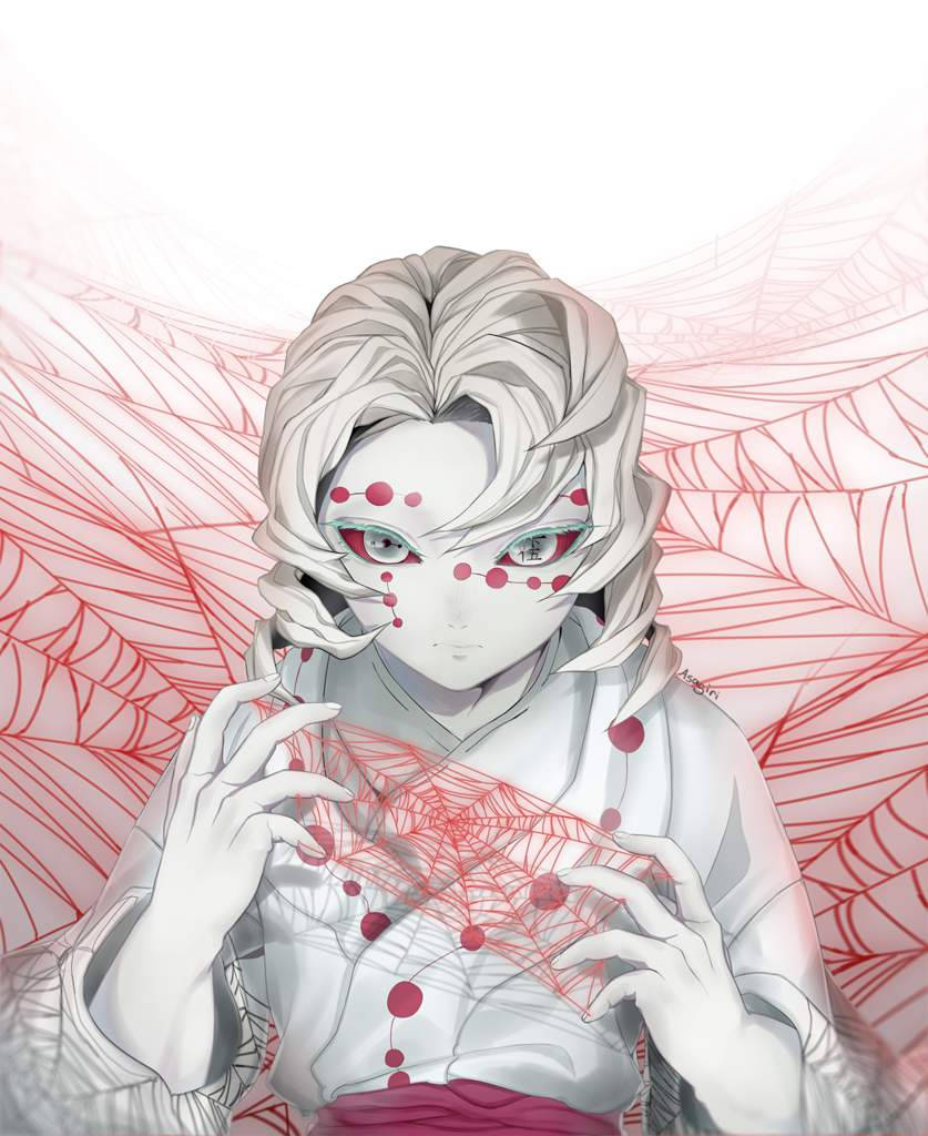 Vaalea valkoinen Rui Demon Slayer Taustakuvat