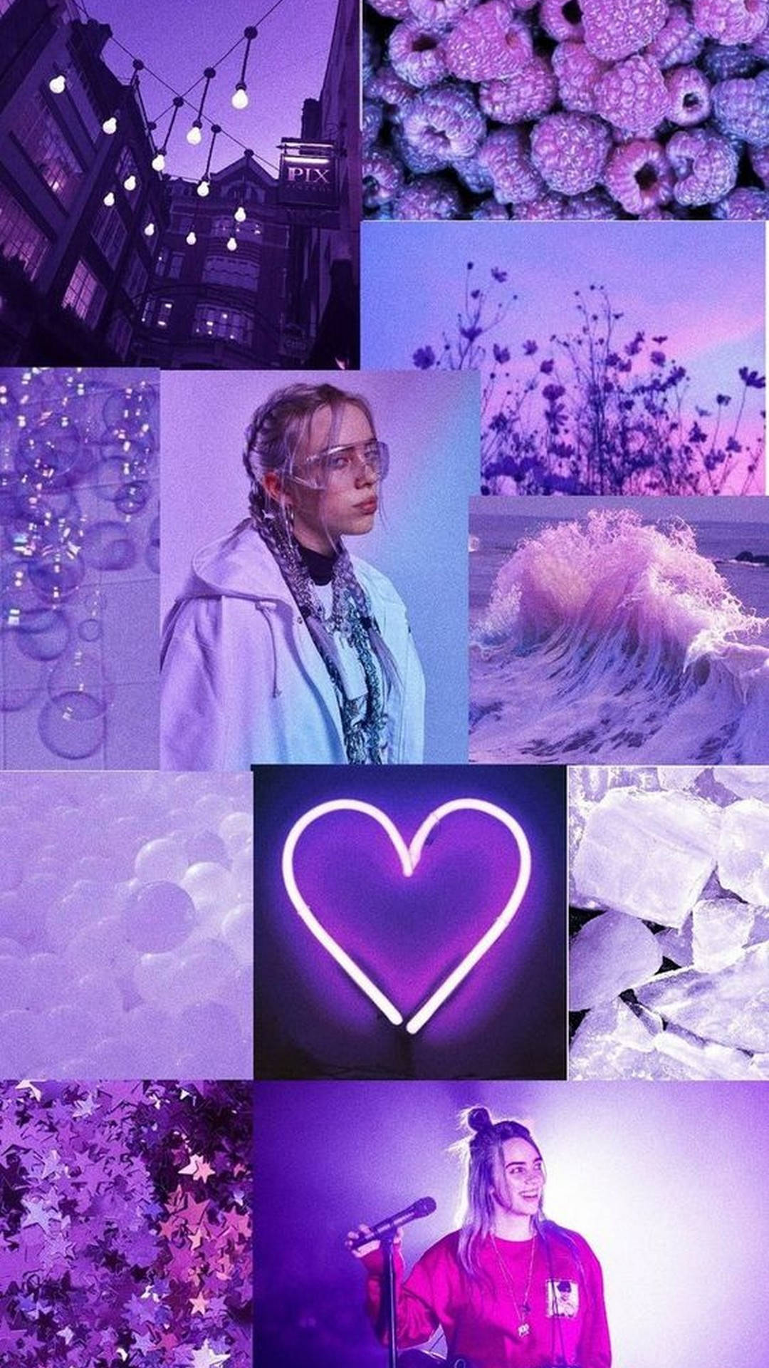 Vaalean violetti esteettinen Billie Eilish Taustakuvat