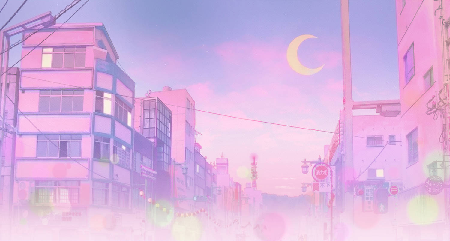 Vaaleanpunainen anime-estetiikka Sailor City Taustakuvat