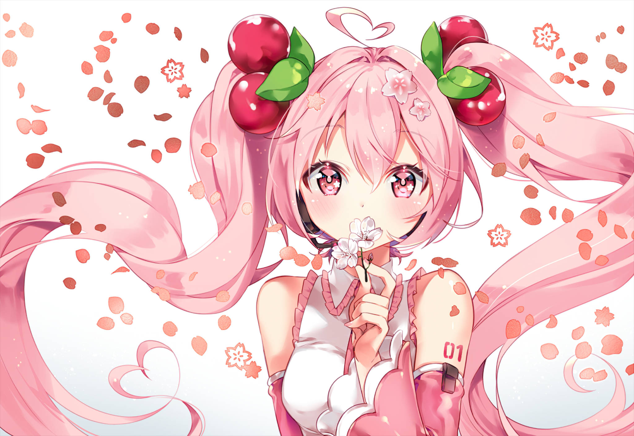 Vaaleanpunainen anime-estetiikka Cherry Miku Taustakuvat
