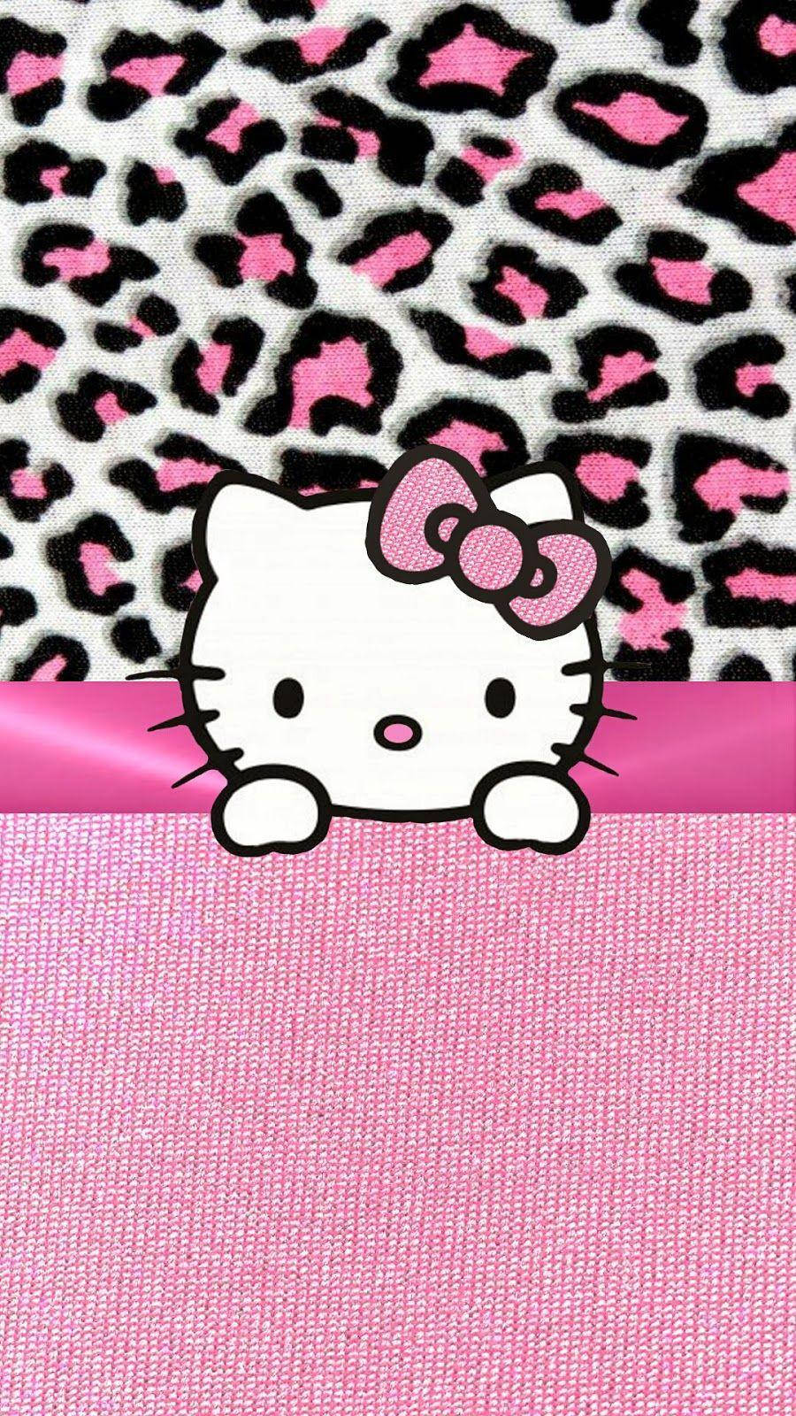 Vaaleanpunainen Hello Kitty leopardikuviolla Taustakuvat