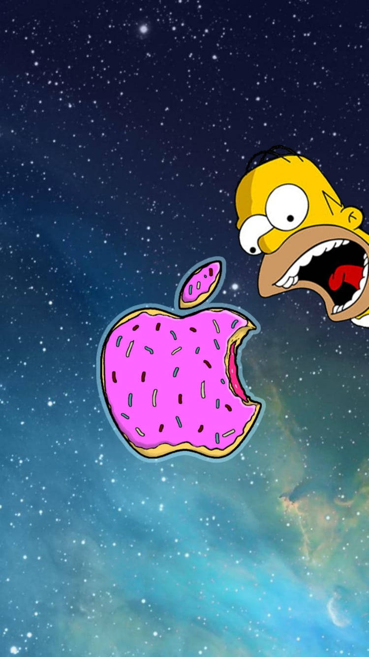 Vaaleanpunainen donitsi Apple-logo iPhonelle Taustakuvat