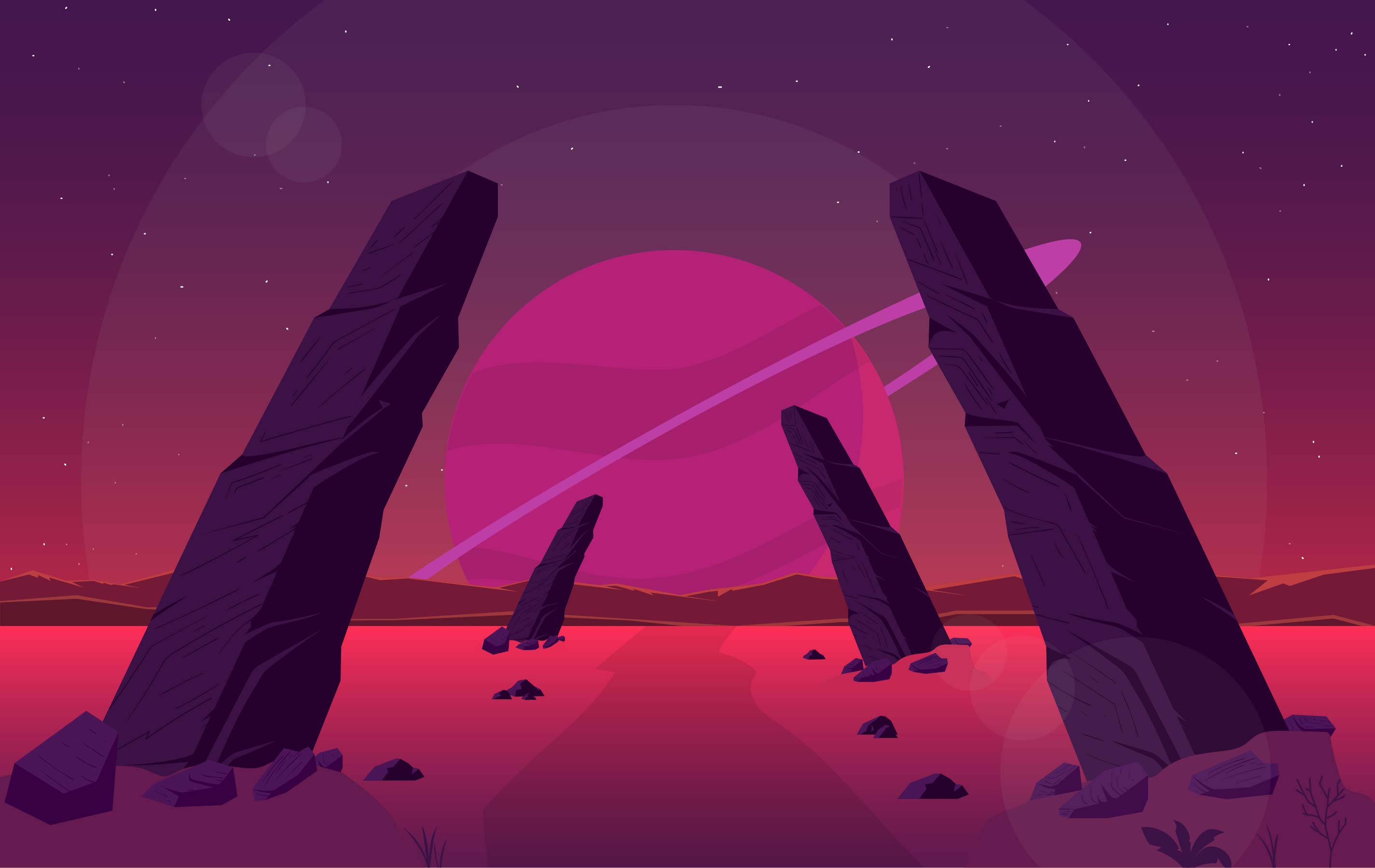Vaaleanpunainen Stonehenge-vektoritaide Taustakuvat