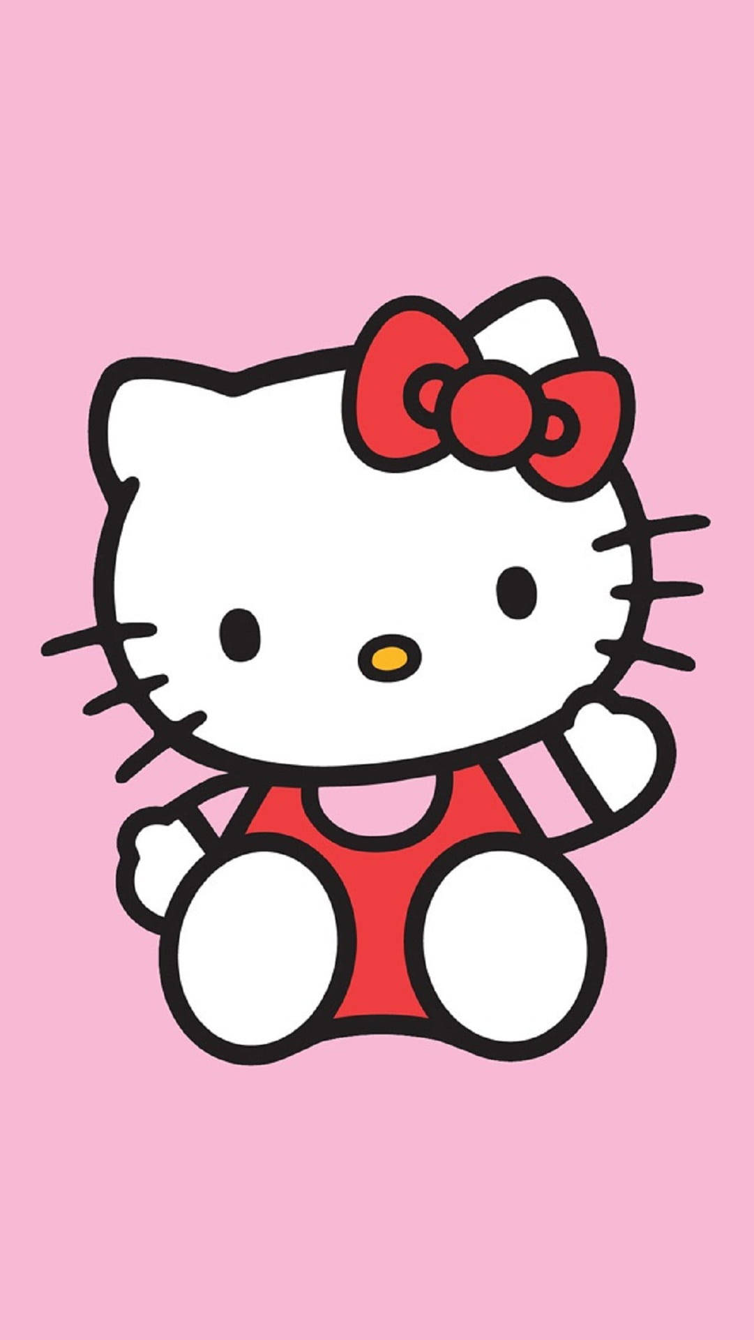 Vaaleanpunainen Hello Kitty heiluttaen ja istuen Taustakuvat
