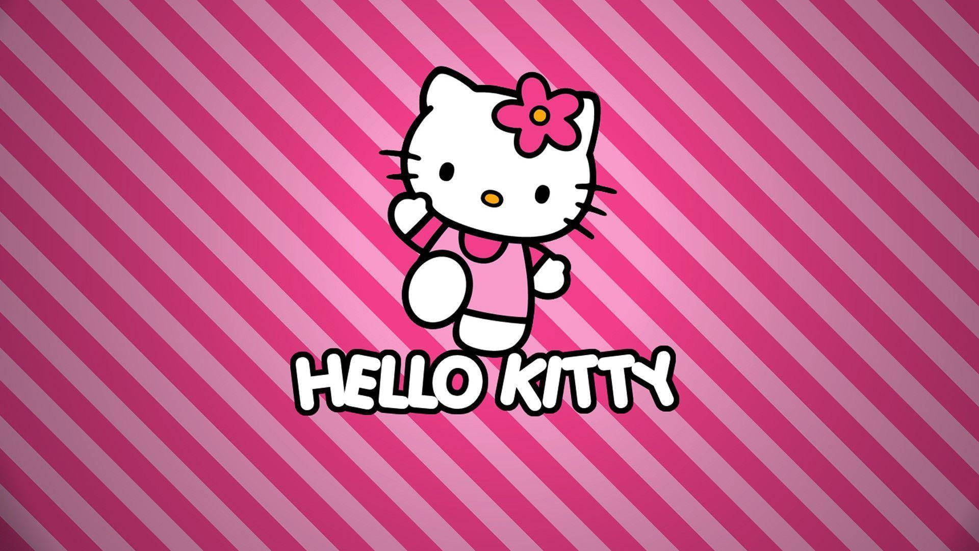 Vaaleanpunainen Hello Kitty raidallisella taustalla Taustakuvat