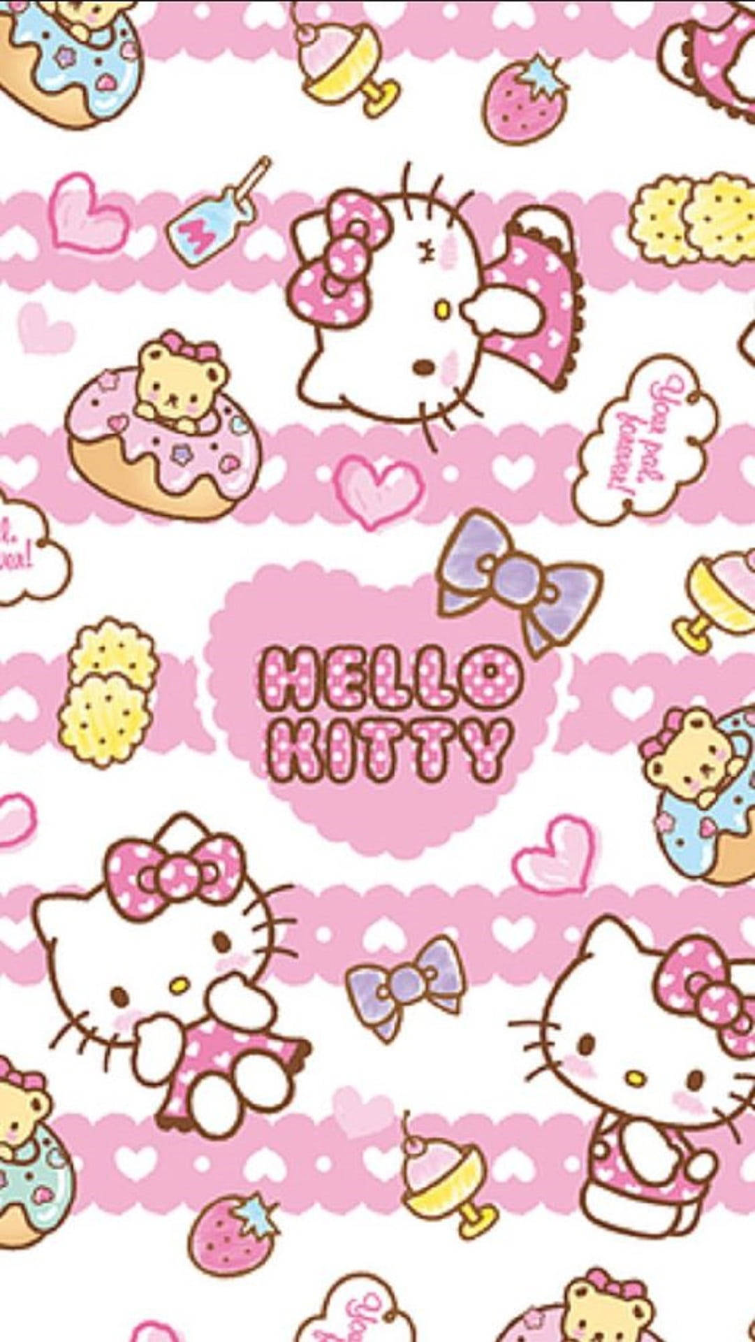 Vaaleanpunainen Hello Kitty ruokakuvituksella Taustakuvat
