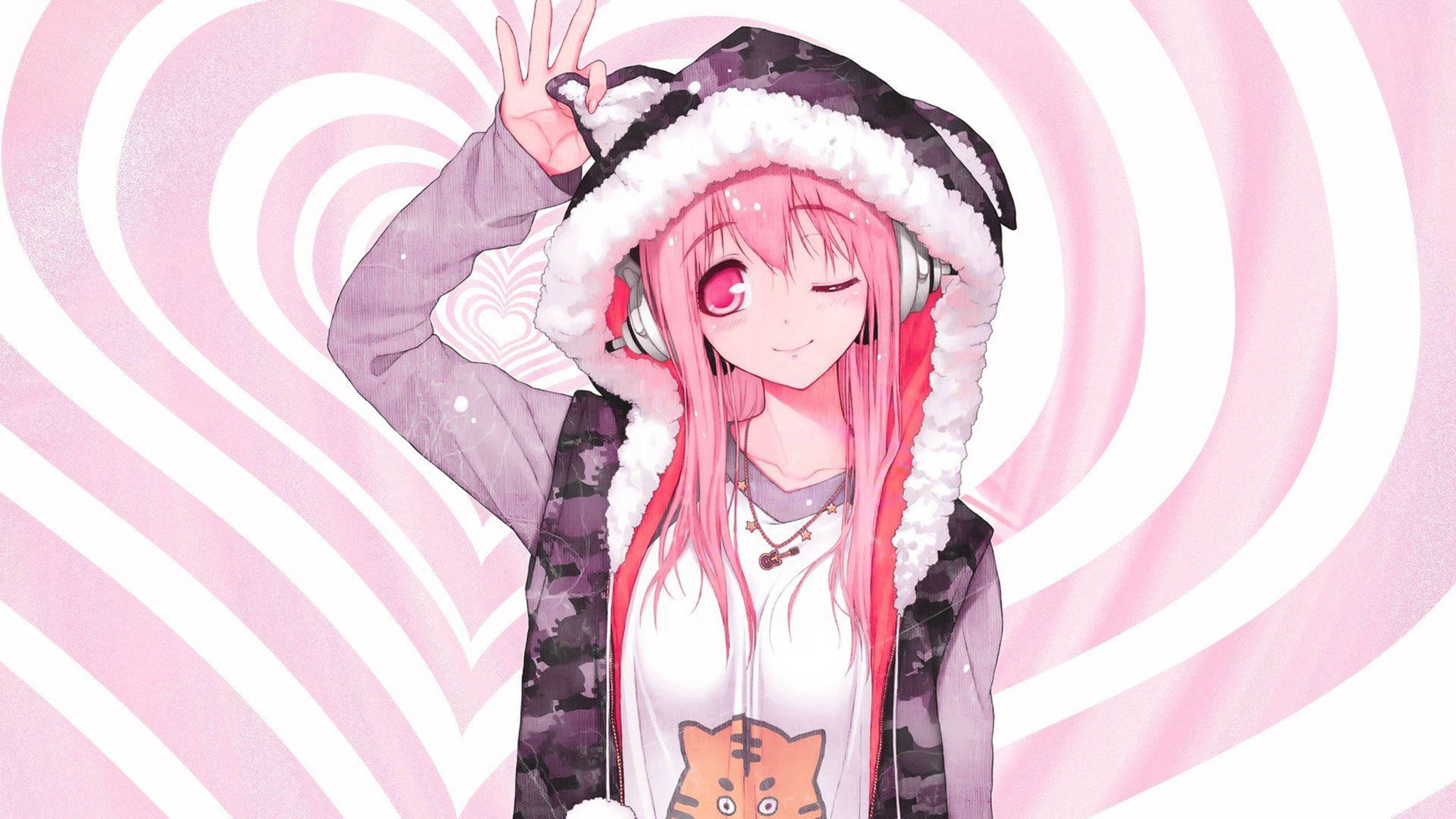Vaaleanpunainen anime-estetiikka Super Sonico Taustakuvat