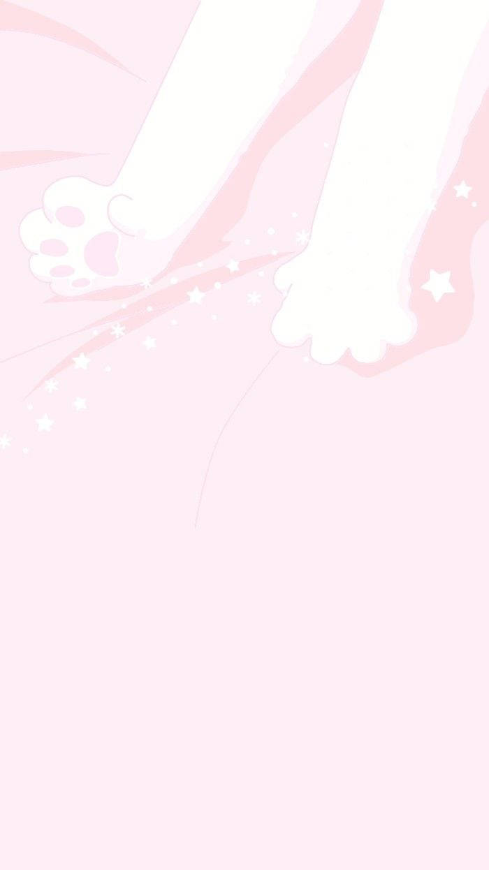 Vaaleanpunainen kawaii-kissa venyttelemässä Taustakuvat