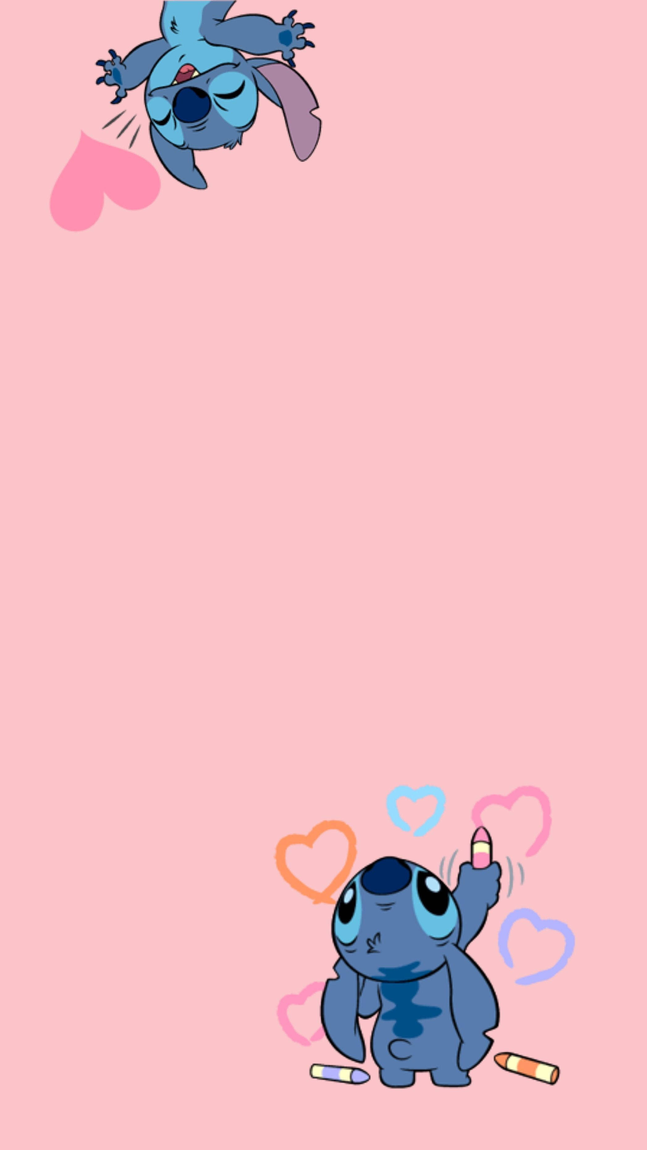 Vaaleanpunainen Lilo ja Stitch iPhone Sydämet Taustakuvat