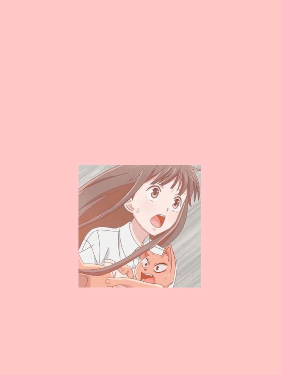Vaaleanpunainen minimalistinen Tohru Honda Fruits Basket -anime Taustakuvat