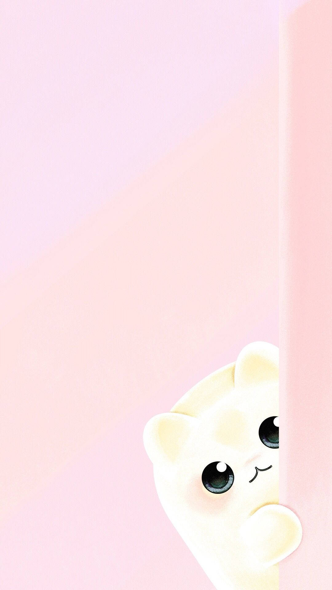 Vaaleanpunainen kawaii-kurkisteleva kissa Taustakuvat