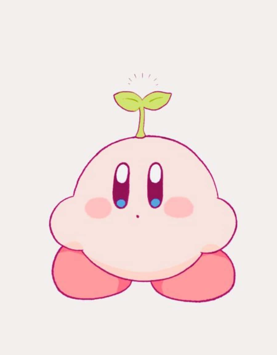 vaaleanpunainen kirby, jolla on kasvi päässään Taustakuvat