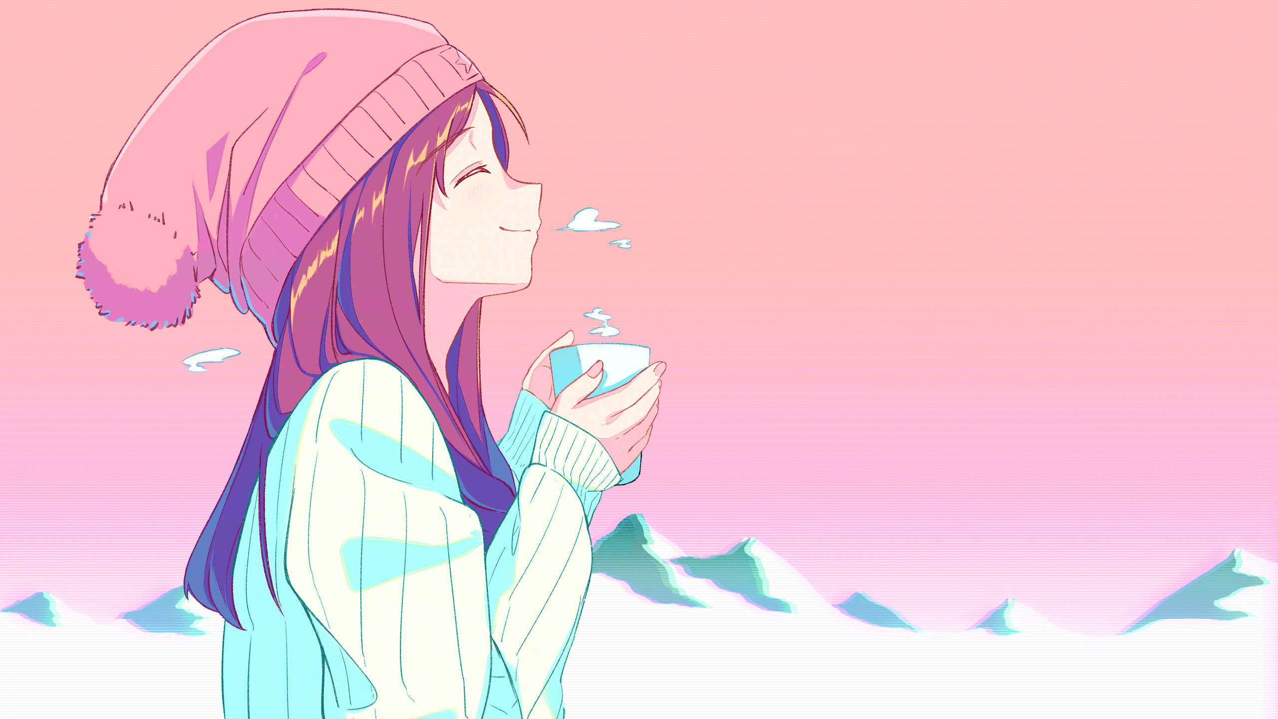 Vaaleanpunainen anime-estetiikka teen ystävä Taustakuvat