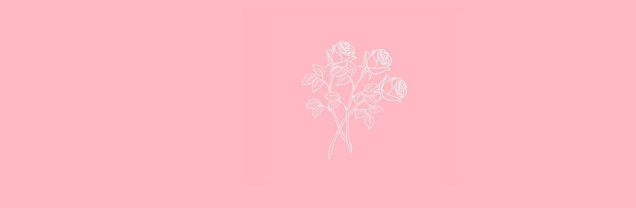 Vaaleanpunainen viiva-arte ruusut Twitter-otsikkokuva Taustakuvat