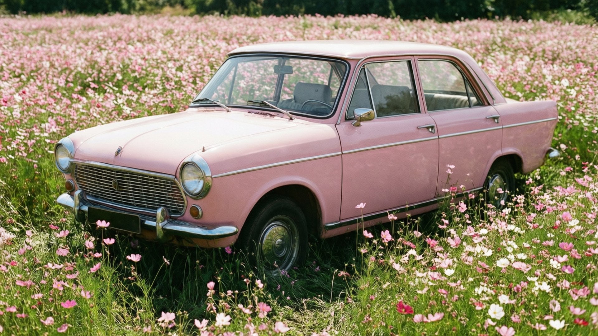 Vaaleanpunainen vintage-auto Taustakuvat