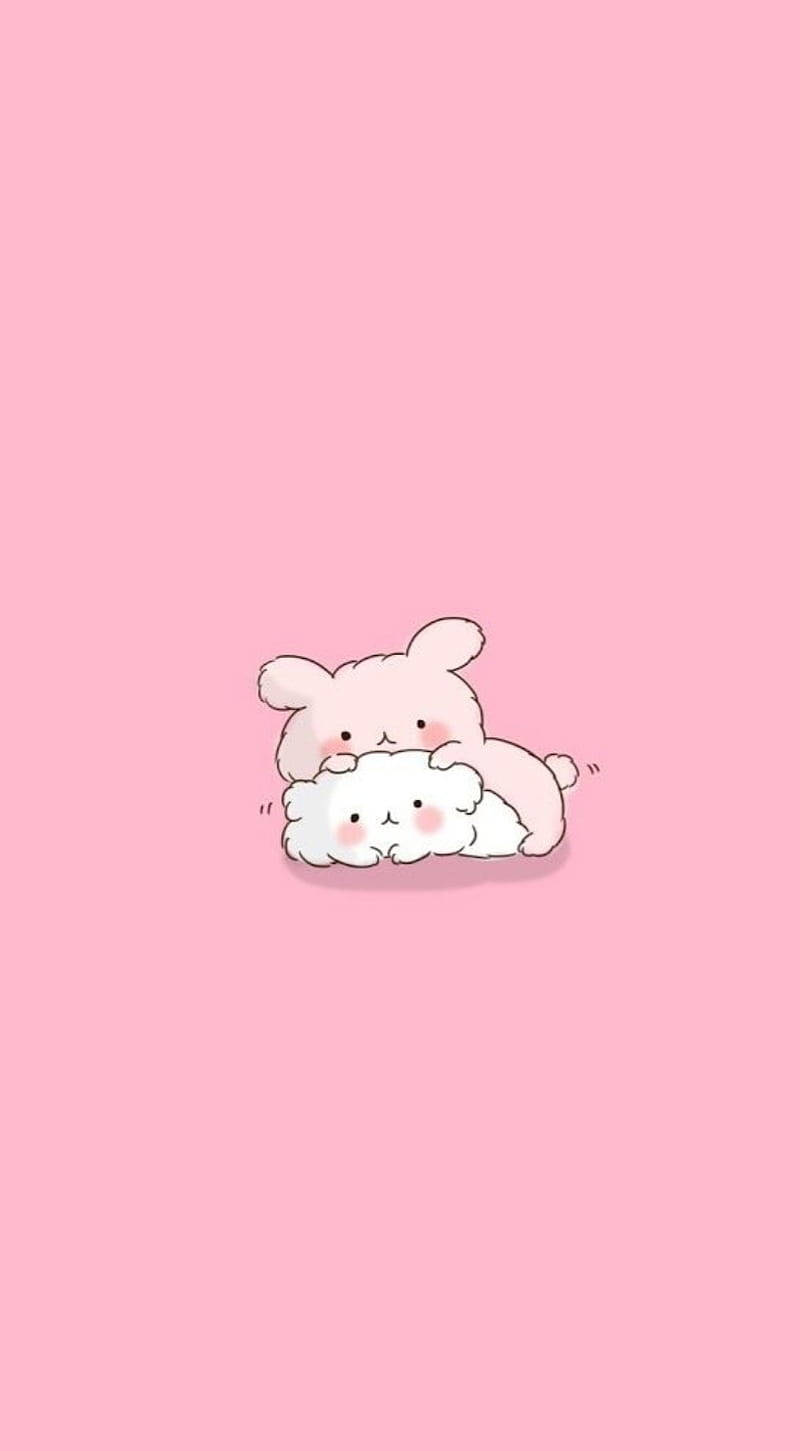 Vaaleanpunainen kawaii pupu ja kissa Taustakuvat