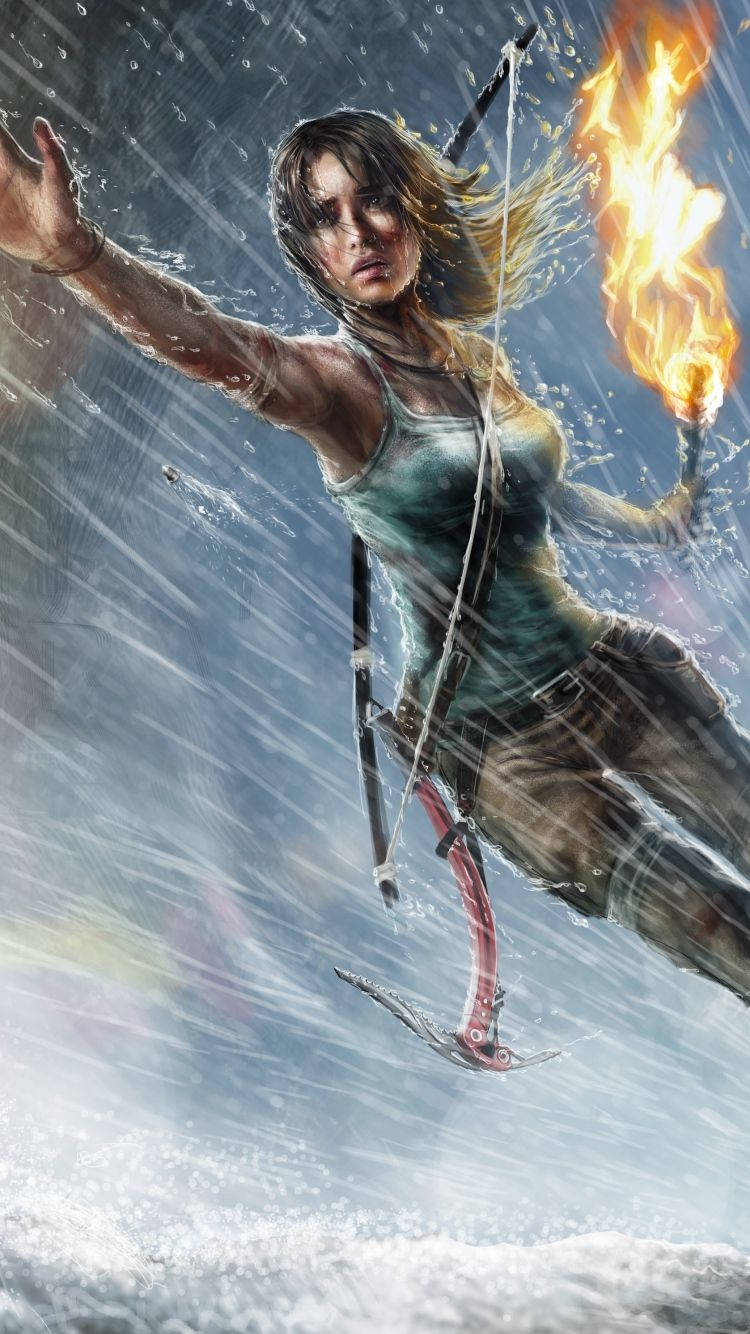 Valaistu soihtu Tomb Raider iPhone Taustakuvat