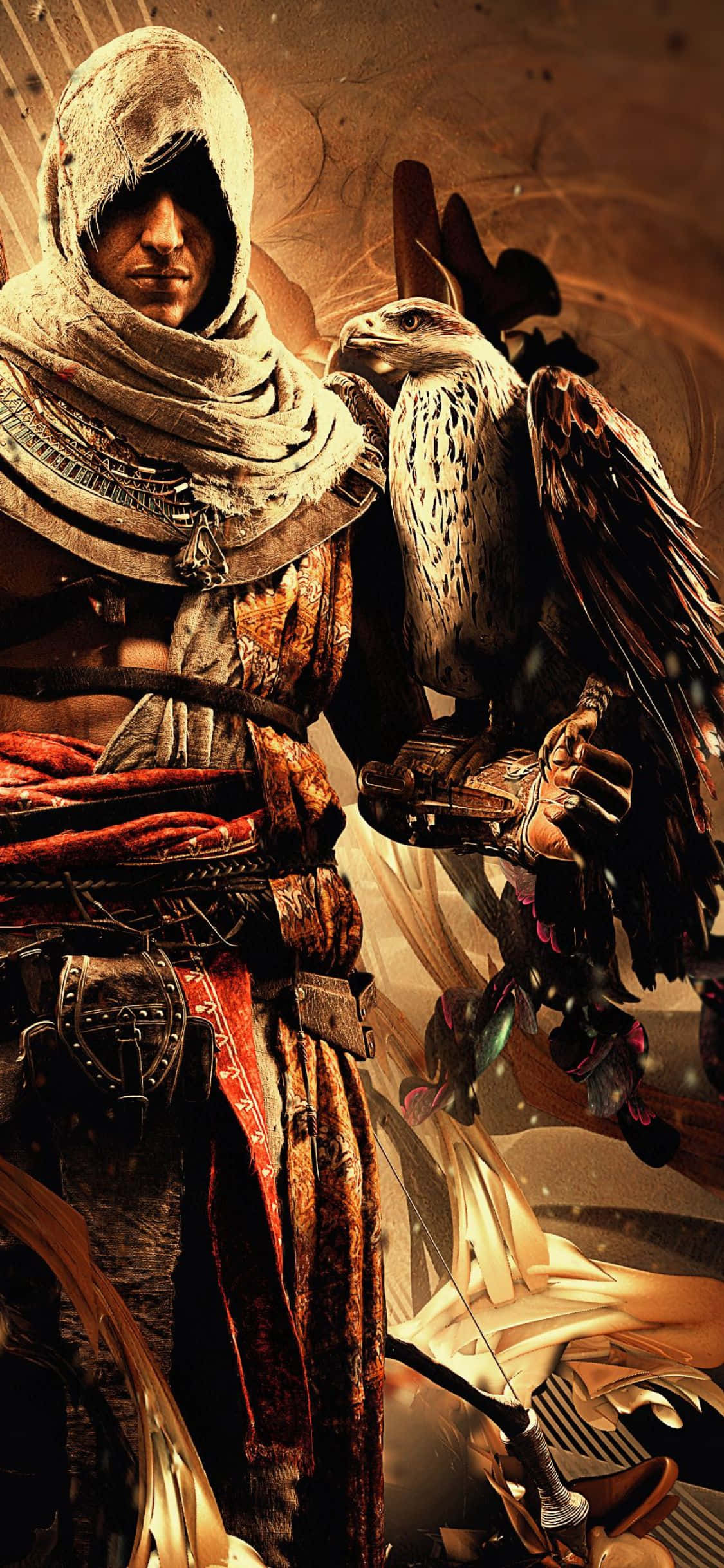 Valitse kohtalosi ja johda Veljeskuntaa iPhone X Assassin's Creed Origins -taustakuvalla. Taustakuvat